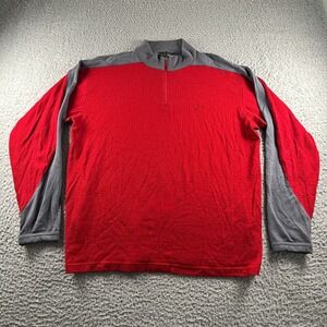 Icebreaker Pullover Mens XL Merino Sport320 Red Gray 1/4 Zip Long Sleeve Thermal
